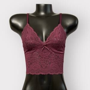 Victoria’s Secret VINTAGE Longline Lace Bralette Womens M Purple Coquette Floral